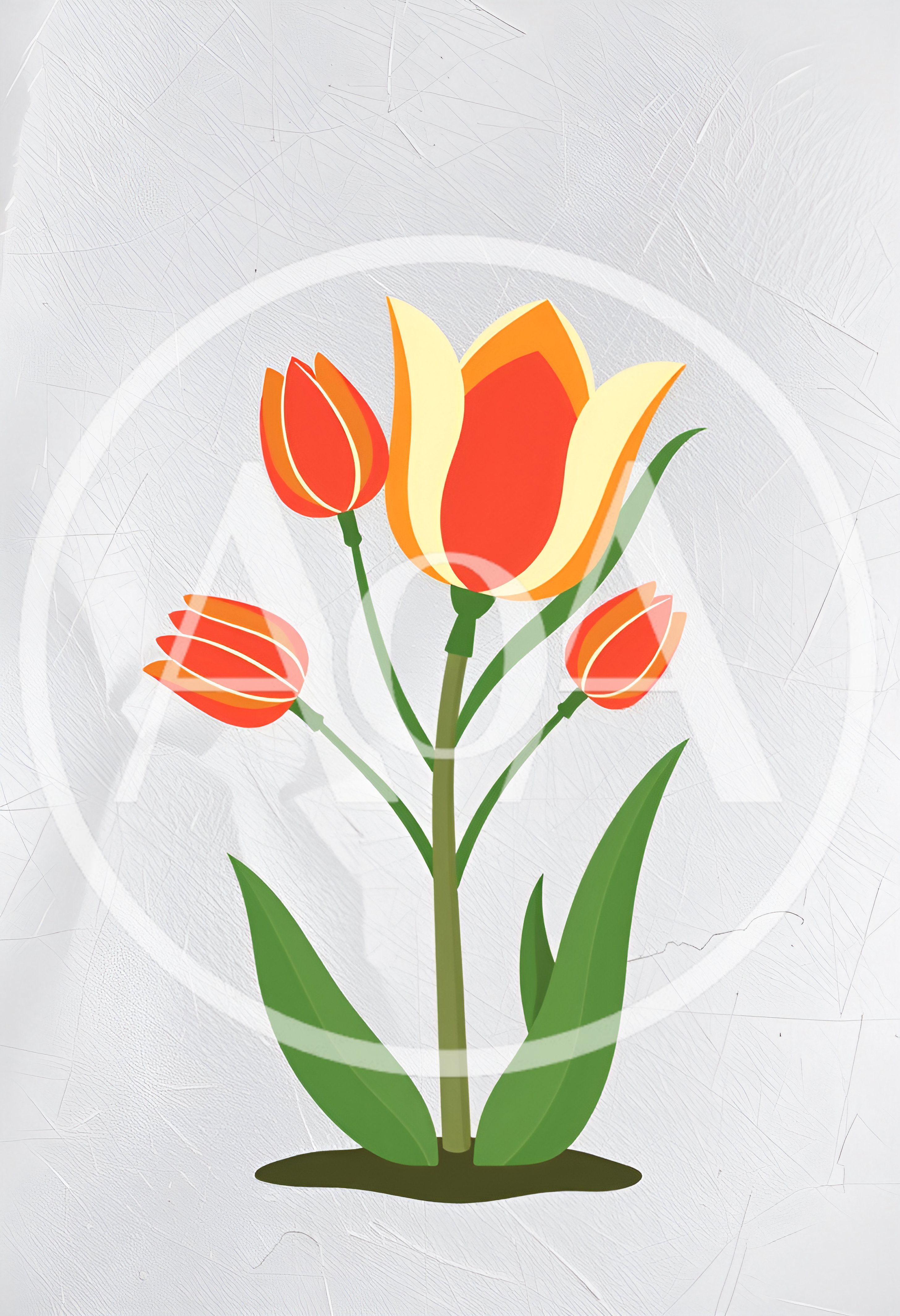Stylized Illustration Of Vibrant Orange Tulips