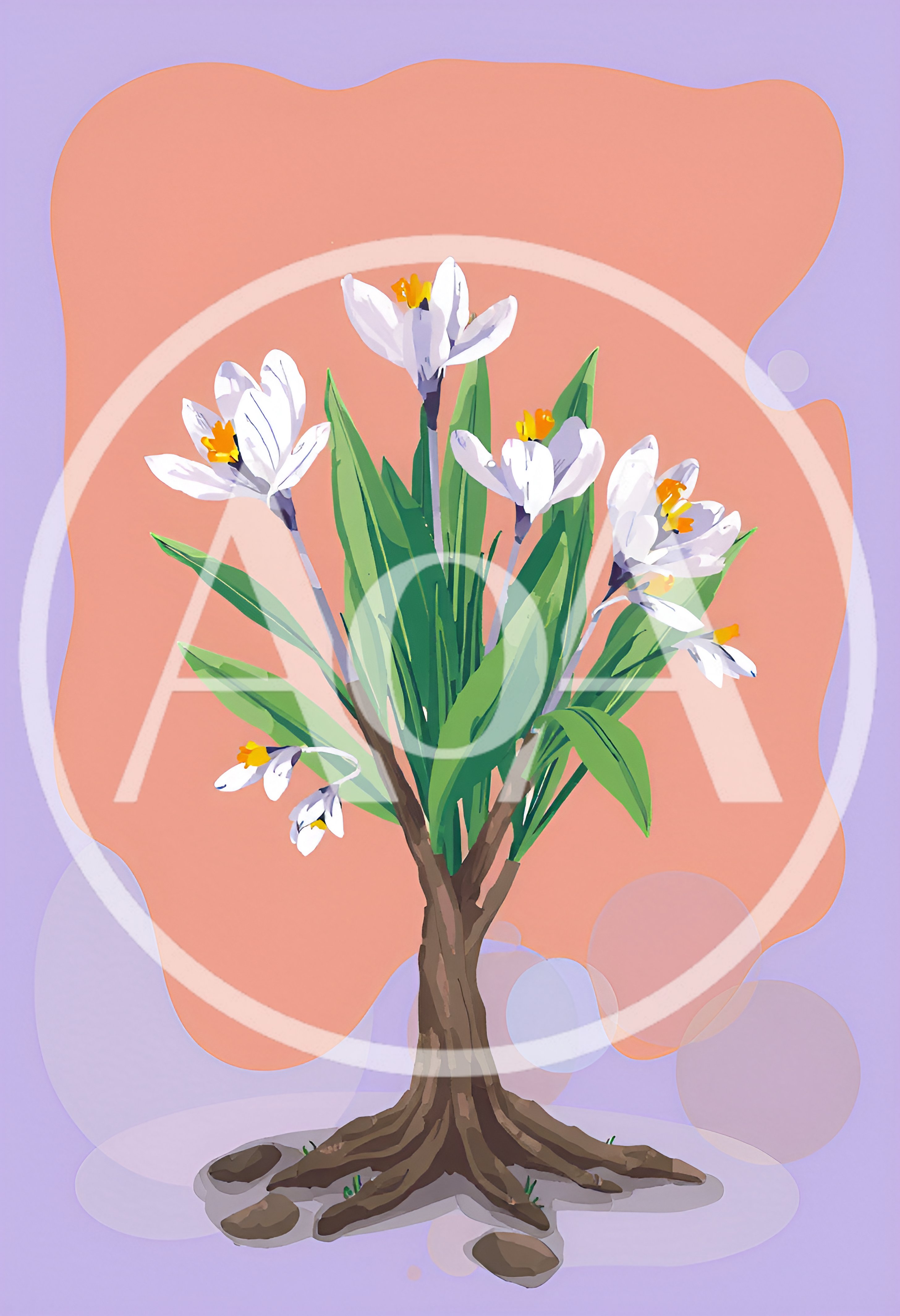 Stylized Illustration Of A Crocus Flower Tree