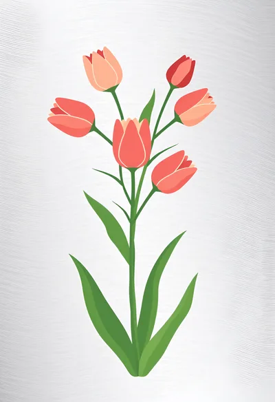 Minimalist Illustration Of A Bouquet Of Red Tulips