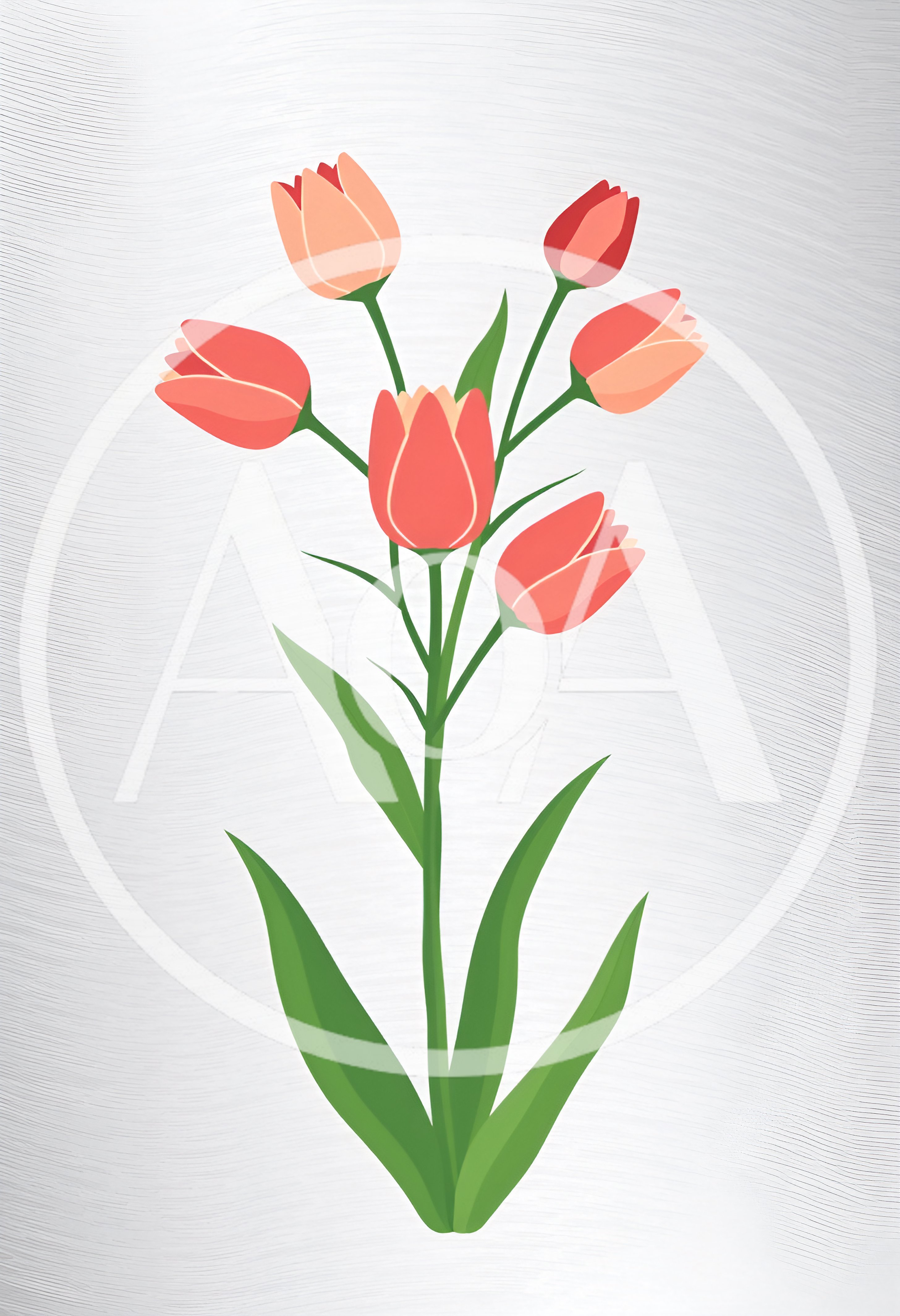 Minimalist Illustration Of A Bouquet Of Red Tulips