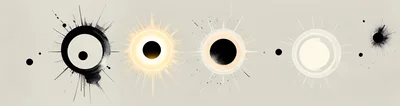 Abstract Solar Eclipse Sequence With Artistic Ink Splatter