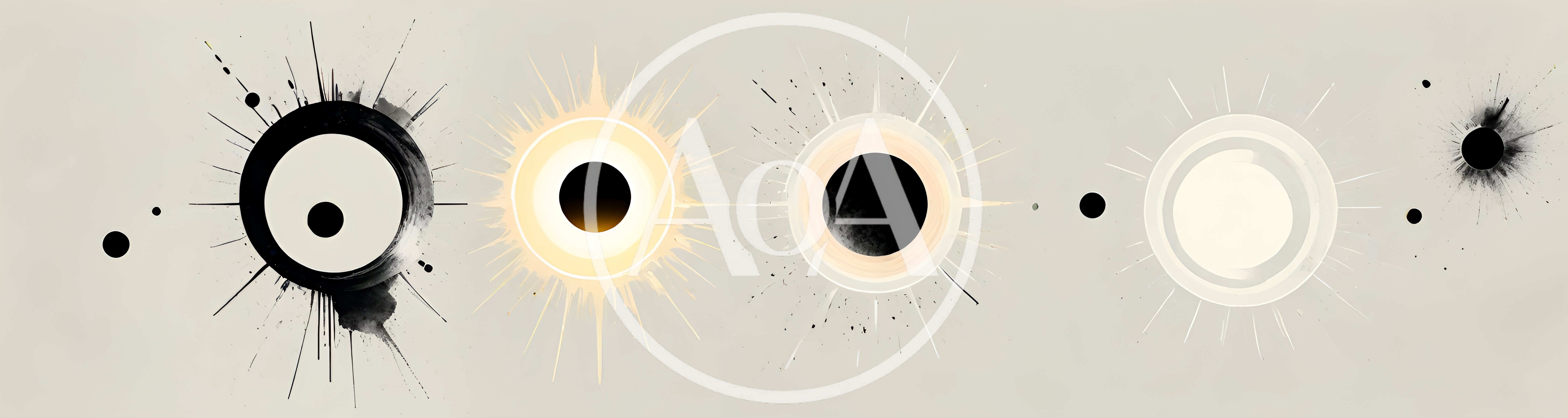 Abstract Solar Eclipse Sequence With Artistic Ink Splatter