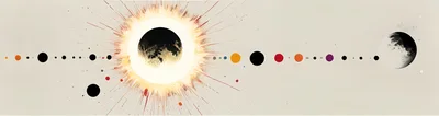 Abstract Solar Eclipse Illustration With Planetary Alignment
