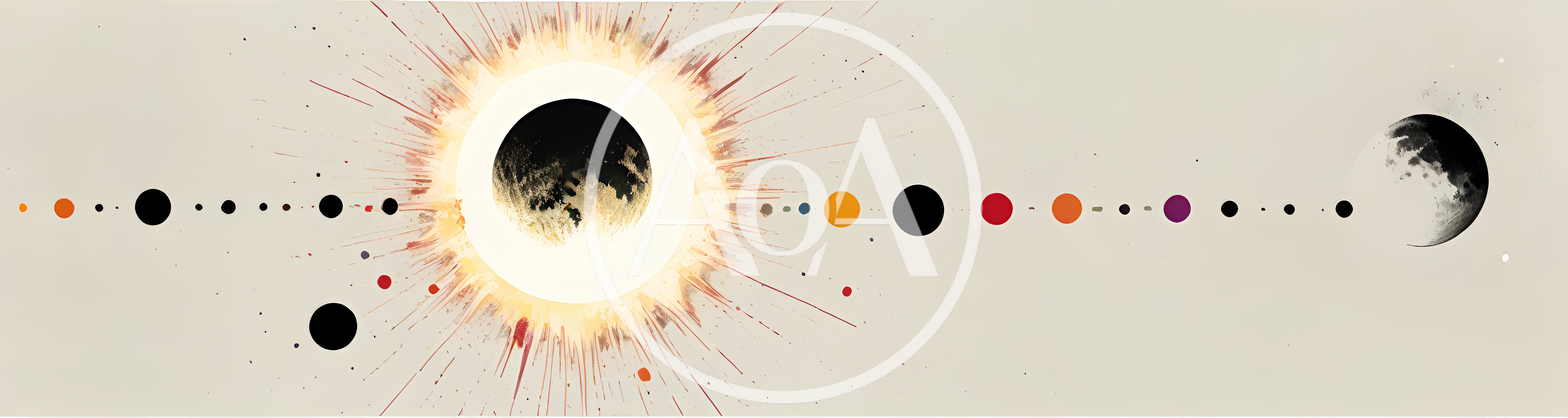 Abstract Solar Eclipse Illustration With Planetary Alignment