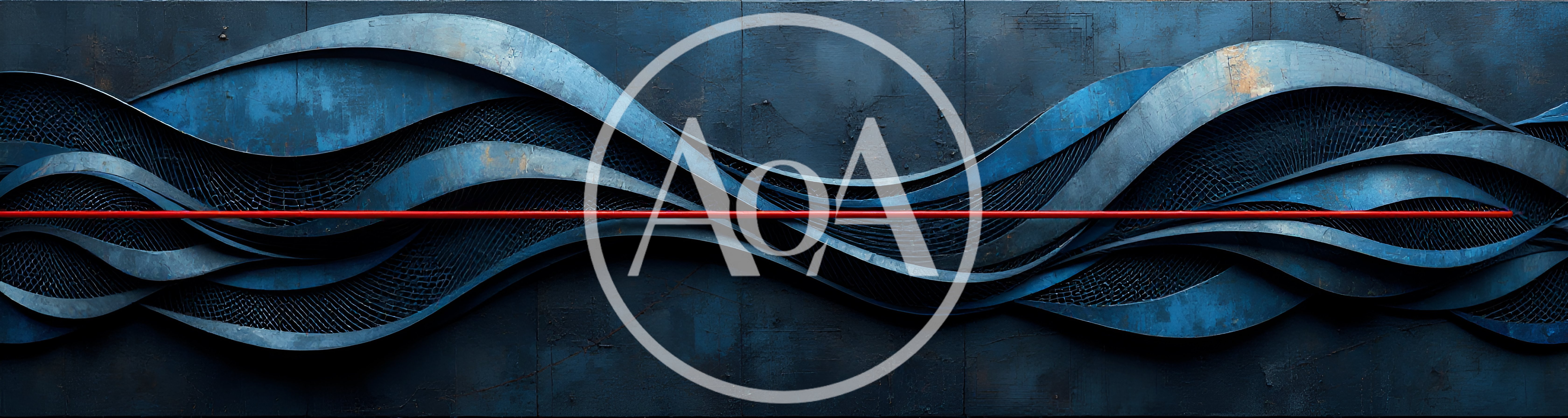 Abstract Metallic Blue Wave Background With Red Line