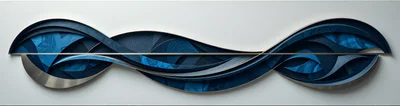 Abstract Blue Wave Metal Wall Sculpture