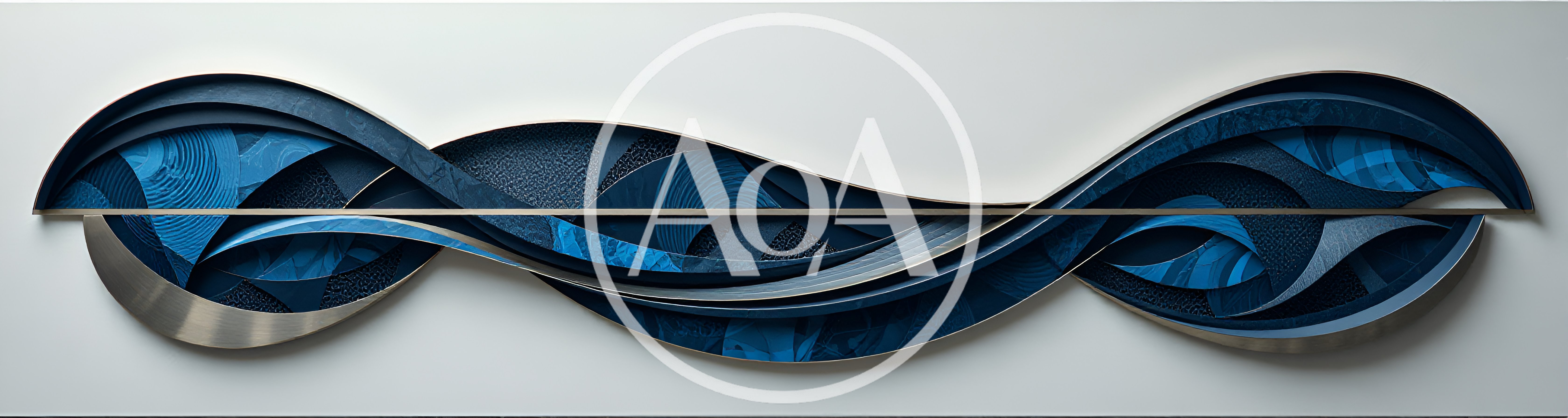 Abstract Blue Wave Metal Wall Sculpture
