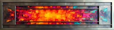 Abstract Geometric Stained Glass Art Piece
