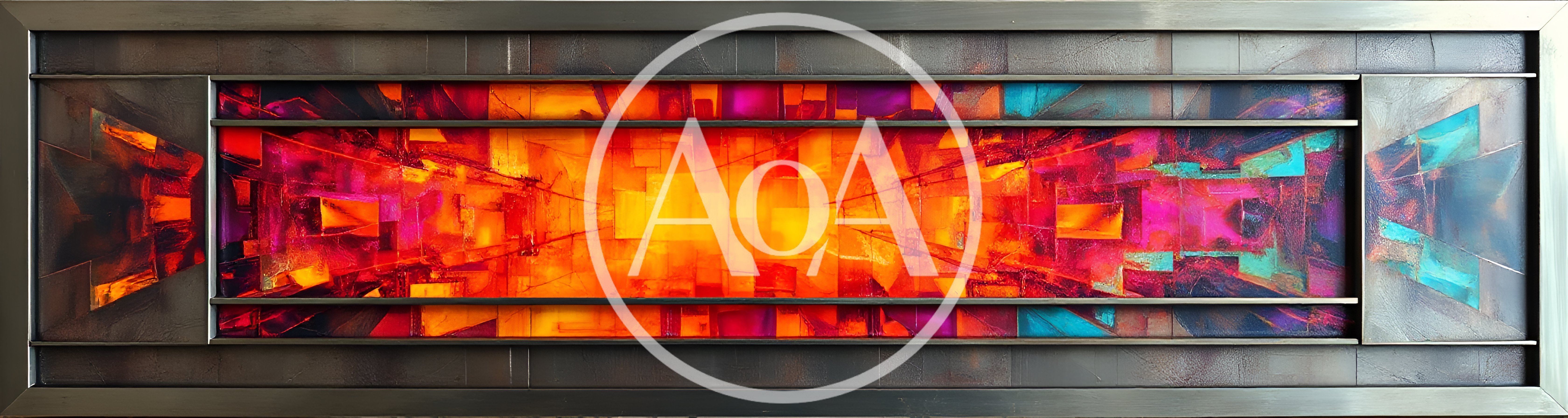 Abstract Geometric Stained Glass Art Piece