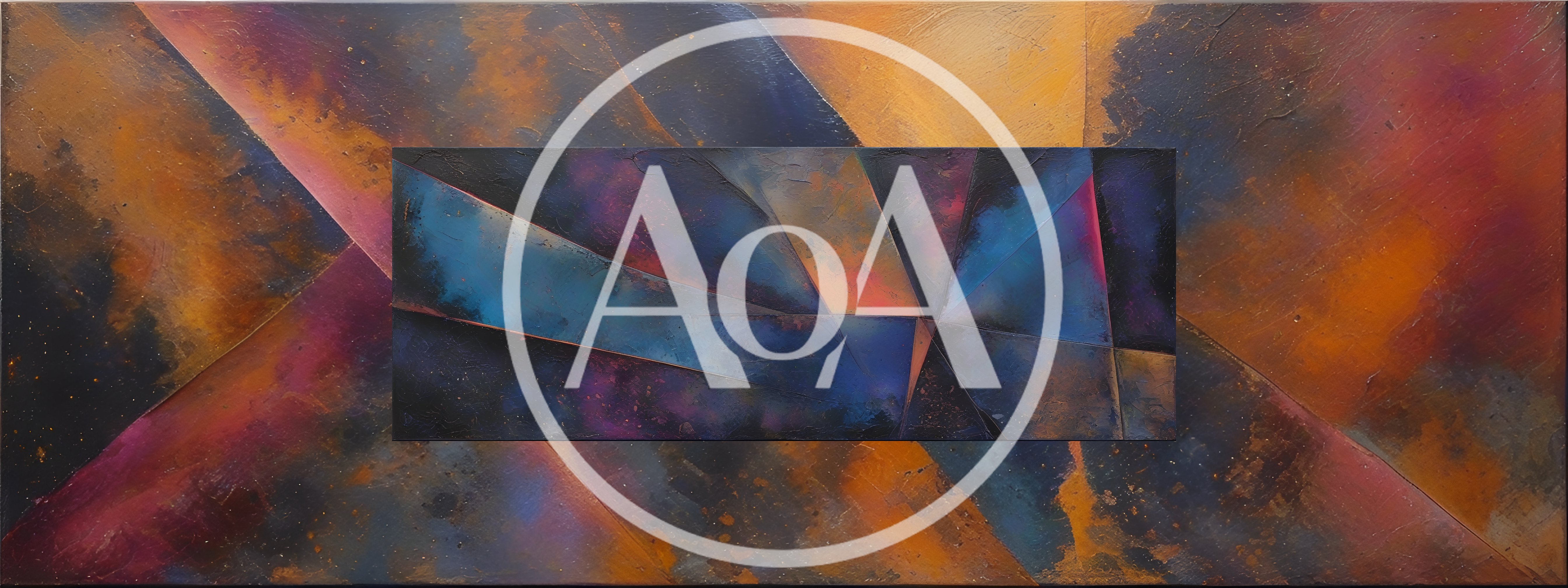Abstract Geometric Oil Painting With Vibrant Cosmic Colors