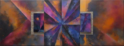 Abstract Geometric Oil Painting With Star Motif