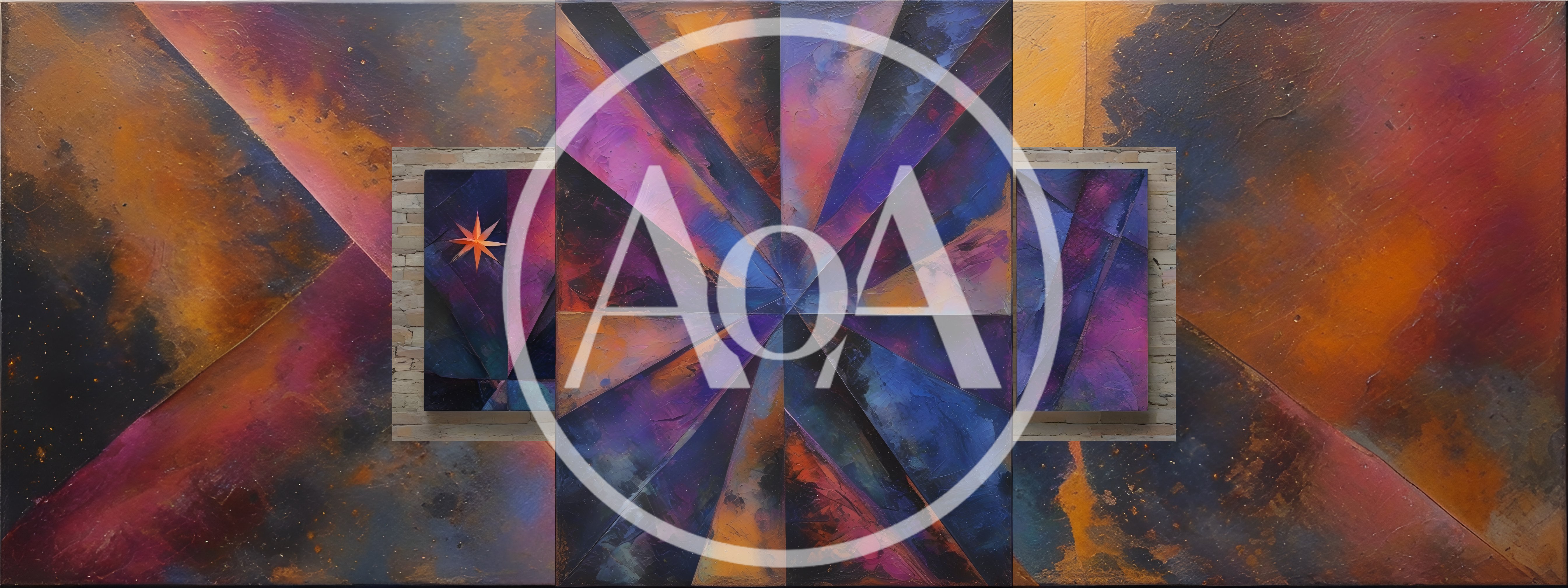 Abstract Geometric Oil Painting With Star Motif