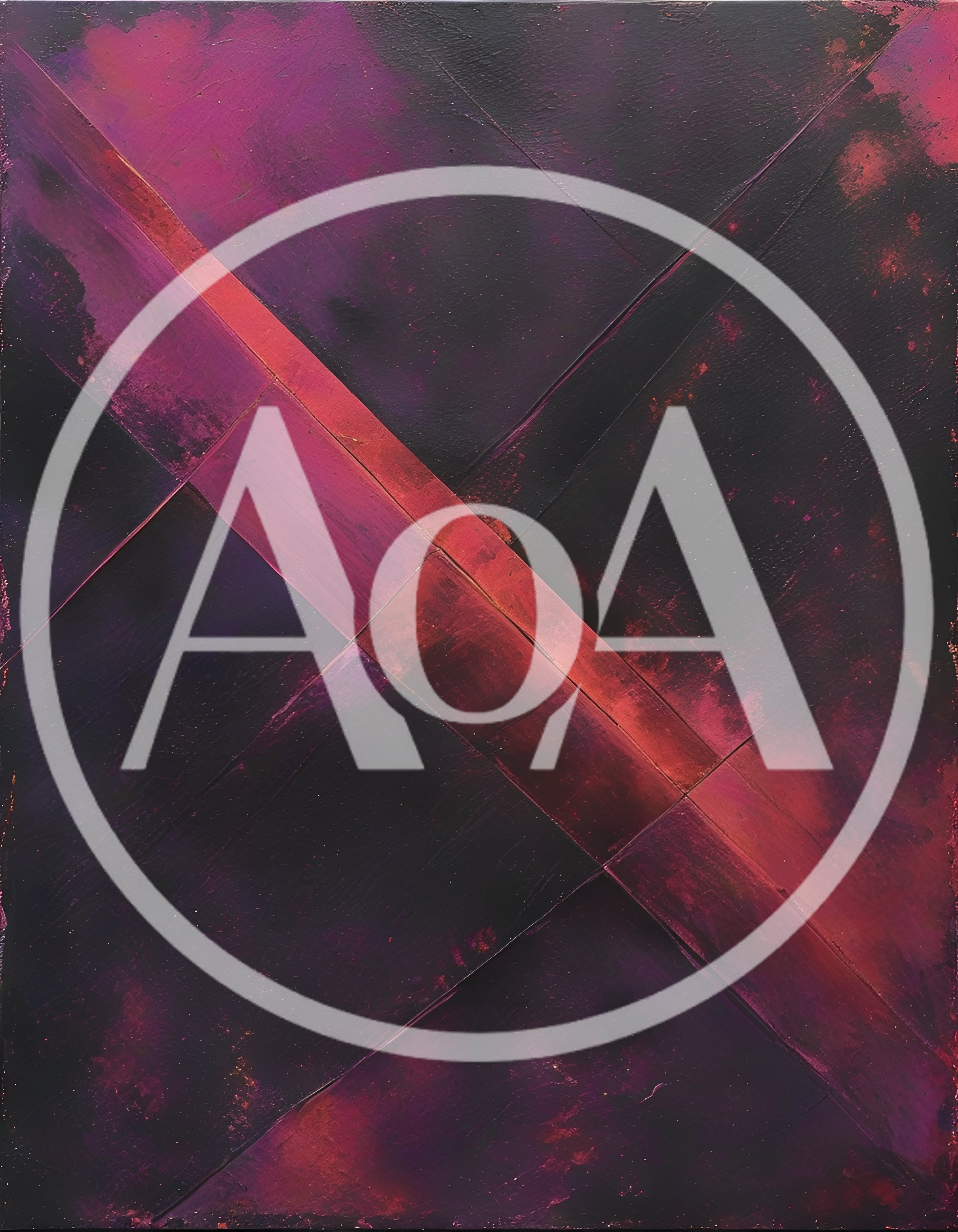Abstract Oil Painting With Geometric Red And Black Layers
