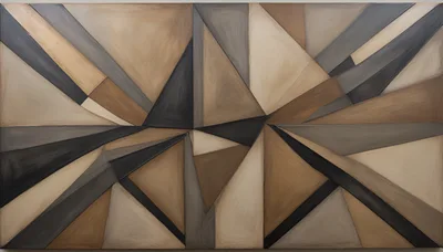Abstract Geometric Painting With Earth Tone Triangles