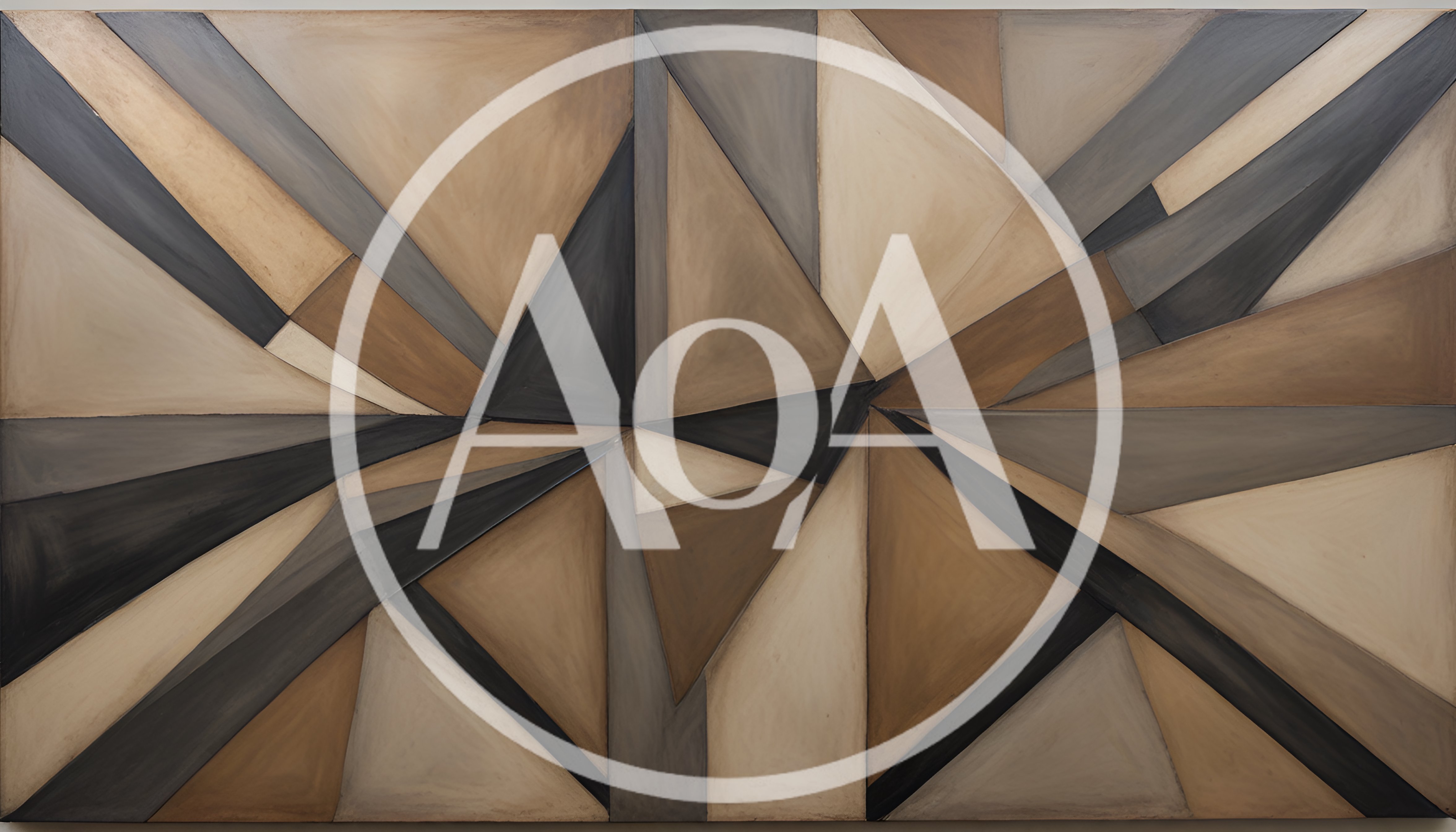 Abstract Geometric Painting With Earth Tone Triangles