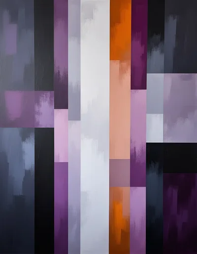 Abstract Vertical Color Block Painting With Textured Brushstrokes