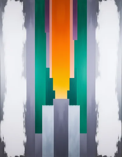 Abstract Geometric Painting With Vertical Color Bands
