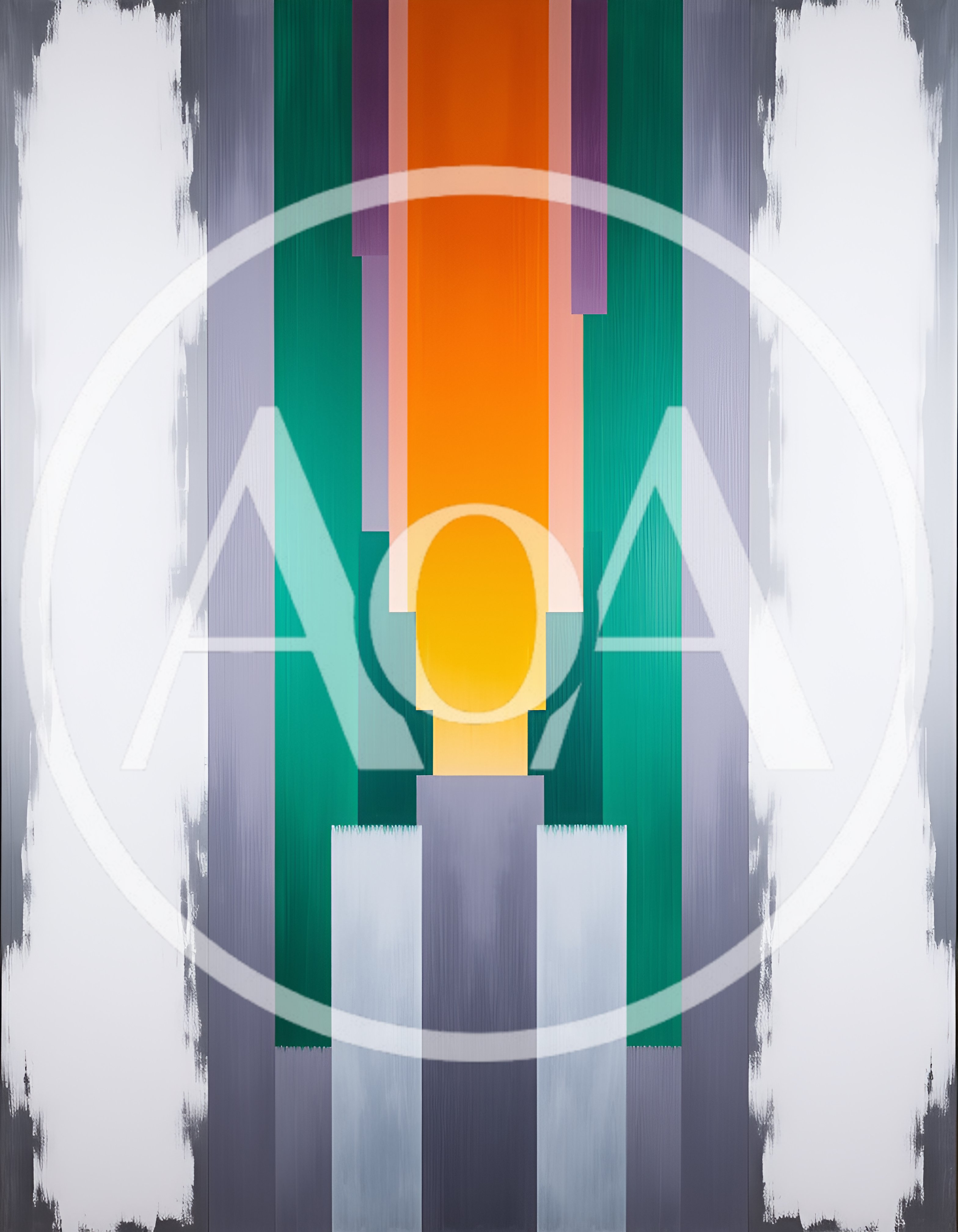 Abstract Geometric Painting With Vertical Color Bands