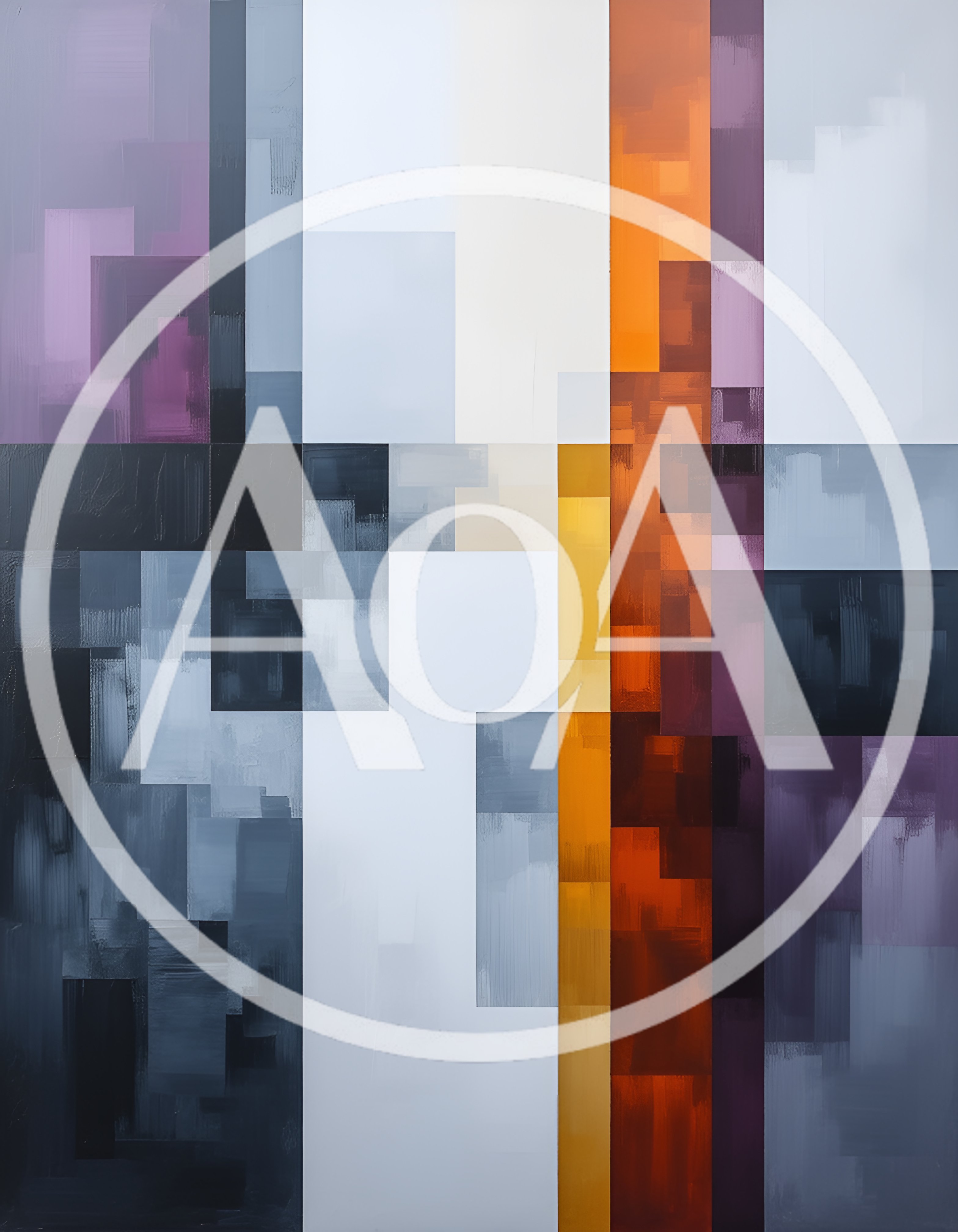 Abstract Geometric Painting With Vertical Color Blocks
