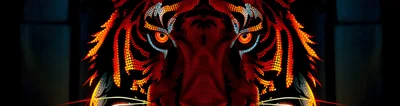 Intense Tiger Face Mosaic Digital Art Illustration