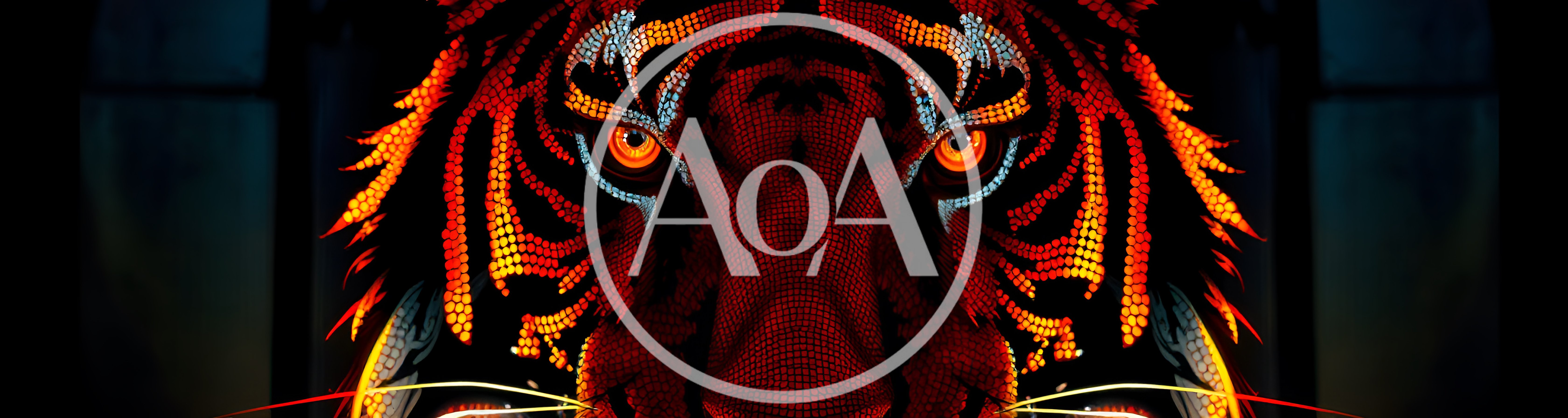 Intense Tiger Face Mosaic Digital Art Illustration