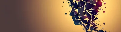 Abstract Human Profile Silhouette With Geometric Shattered Fragments