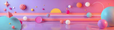 Abstract 3D Geometric Shapes In Vibrant Pastel Colors