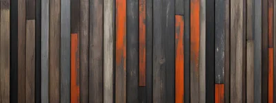 Vertical Wooden Planks With Orange Painted Accents