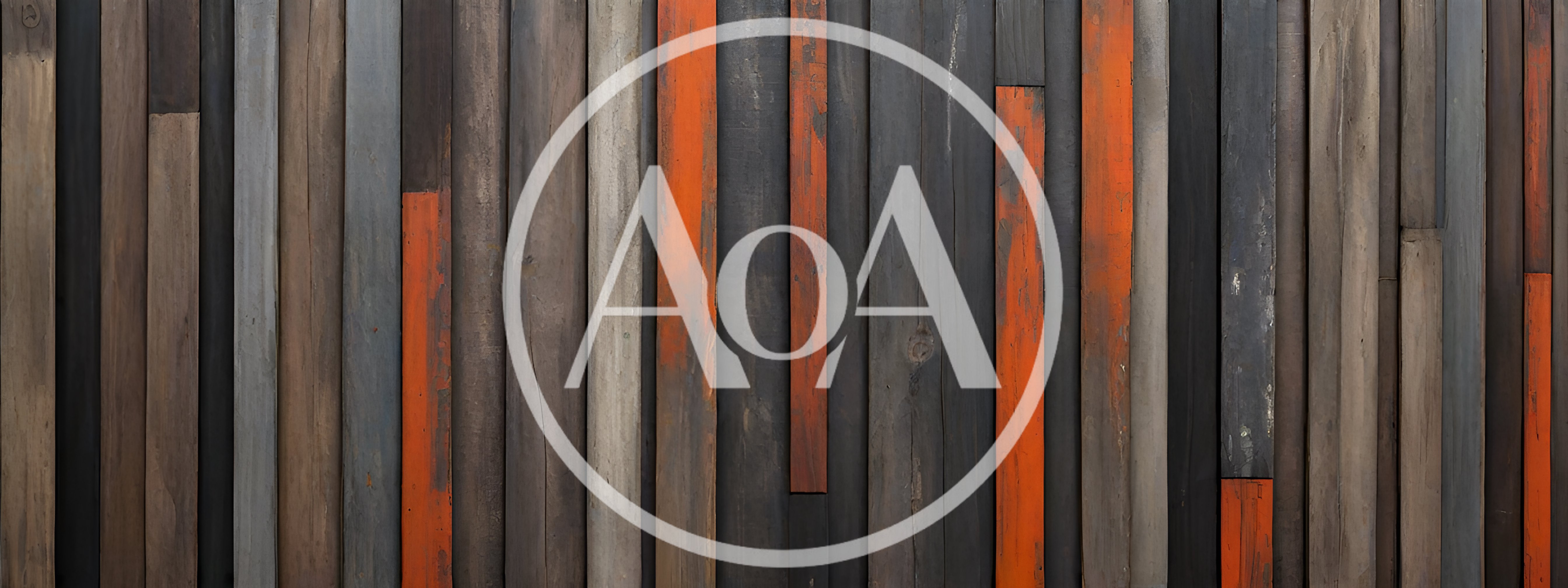 Vertical Wooden Planks With Orange Painted Accents