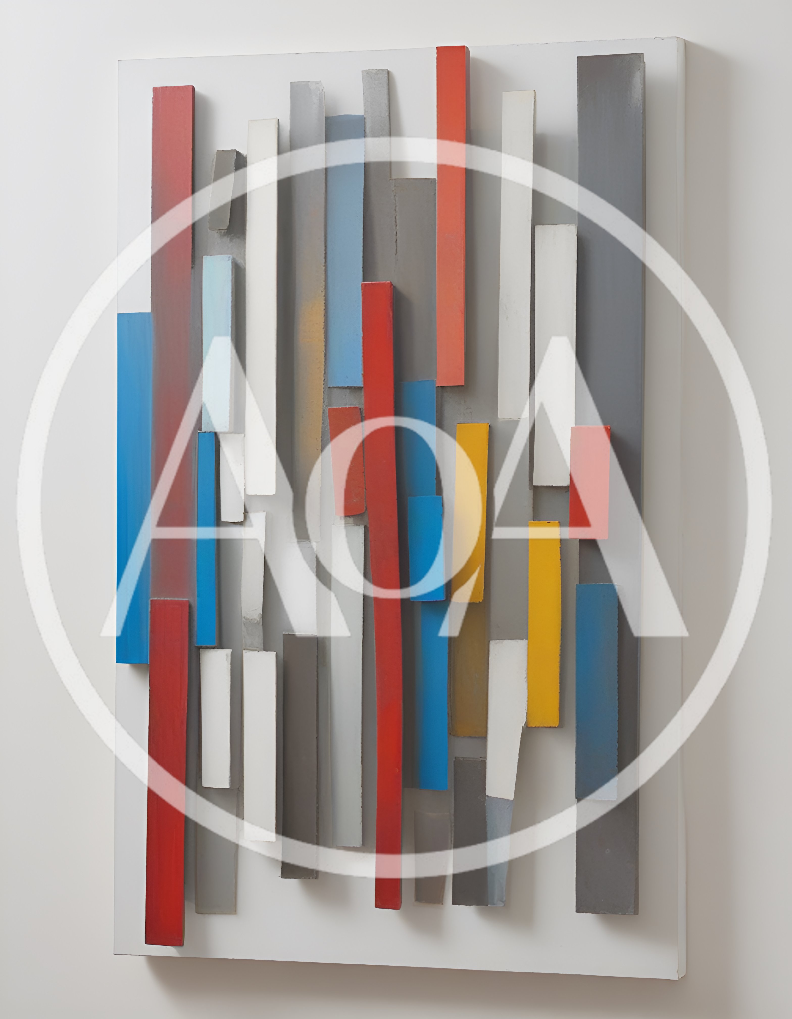 Abstract Geometric Wall Sculpture With Vertical Colored Bars