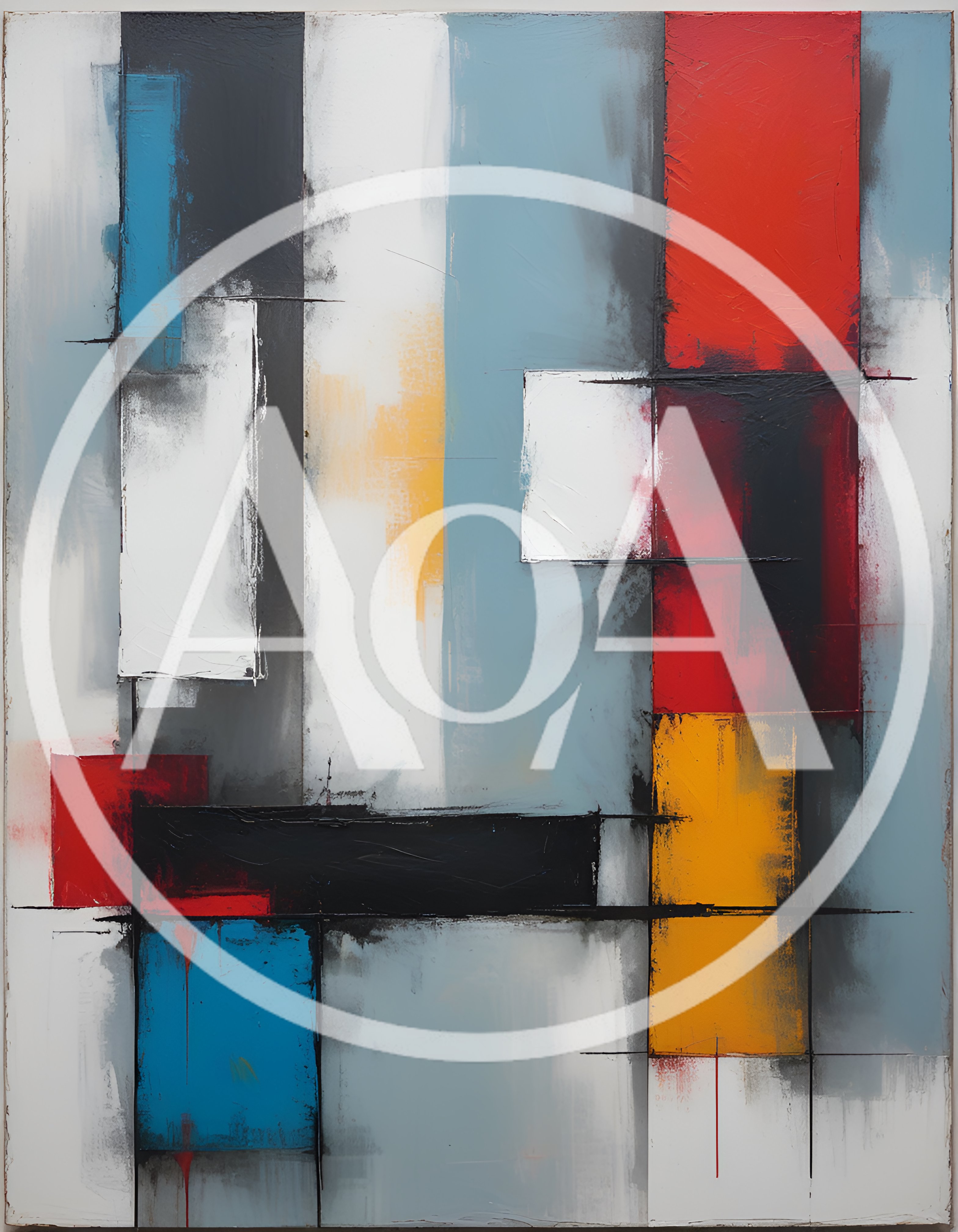 Abstract Geometric Painting With Bold Primary Colors