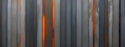 Abstract Industrial Metal Wall With Glowing Orange Accents