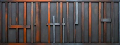 Abstract Metal Wall Art With Vertical Rust Patina Bars
