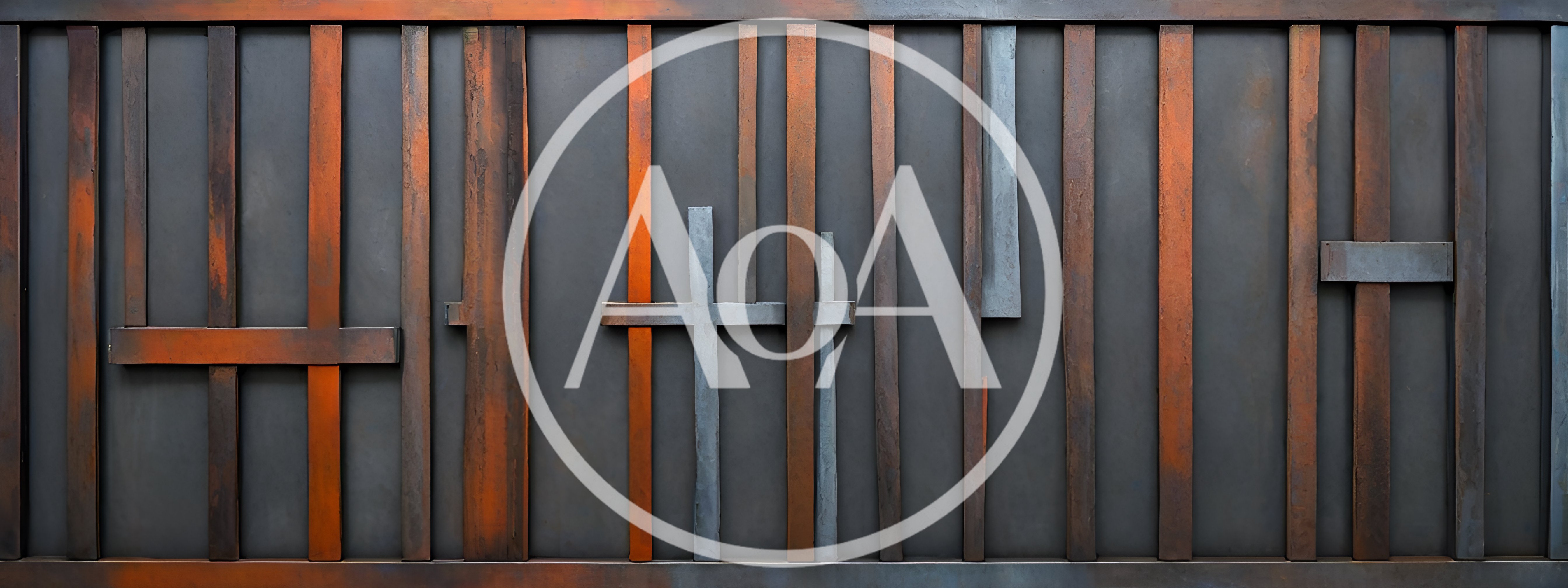 Abstract Metal Wall Art With Vertical Rust Patina Bars