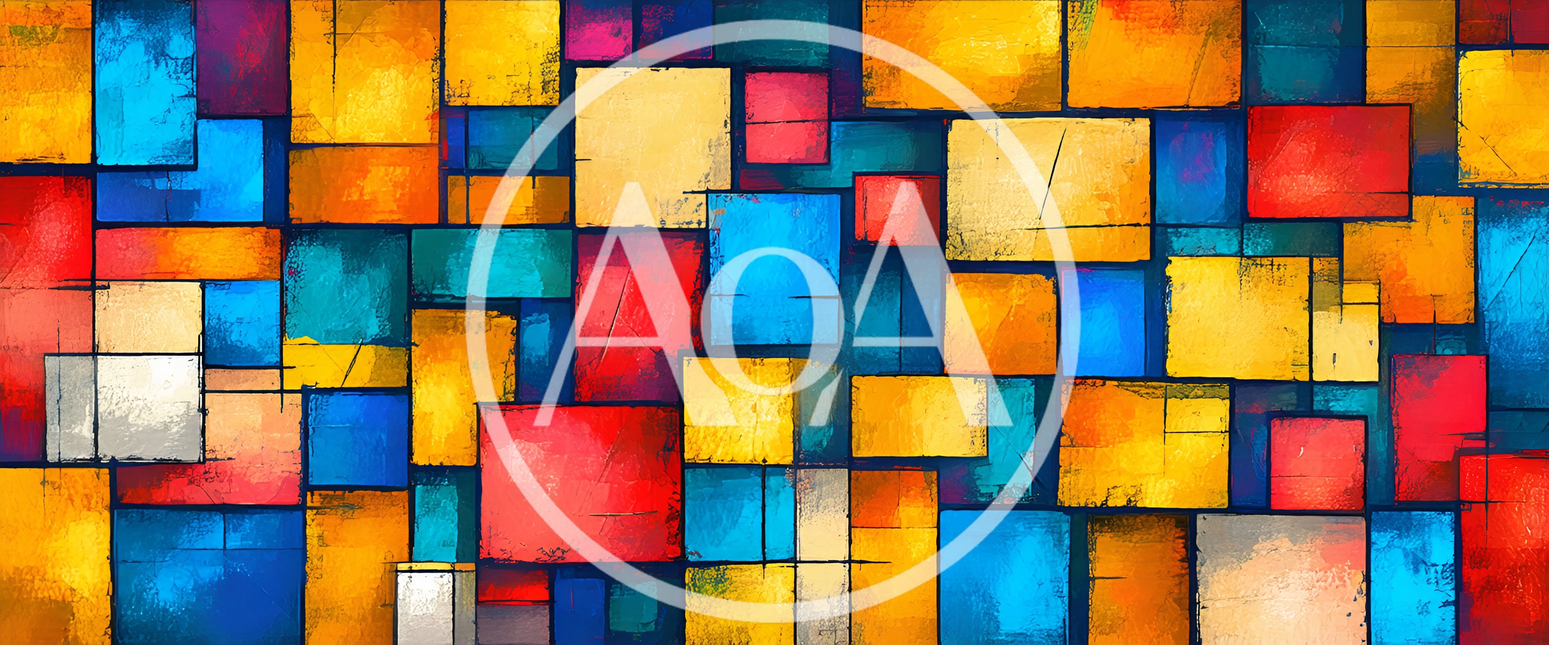 Abstract Geometric Painting With Vibrant Multicolored Rectangles