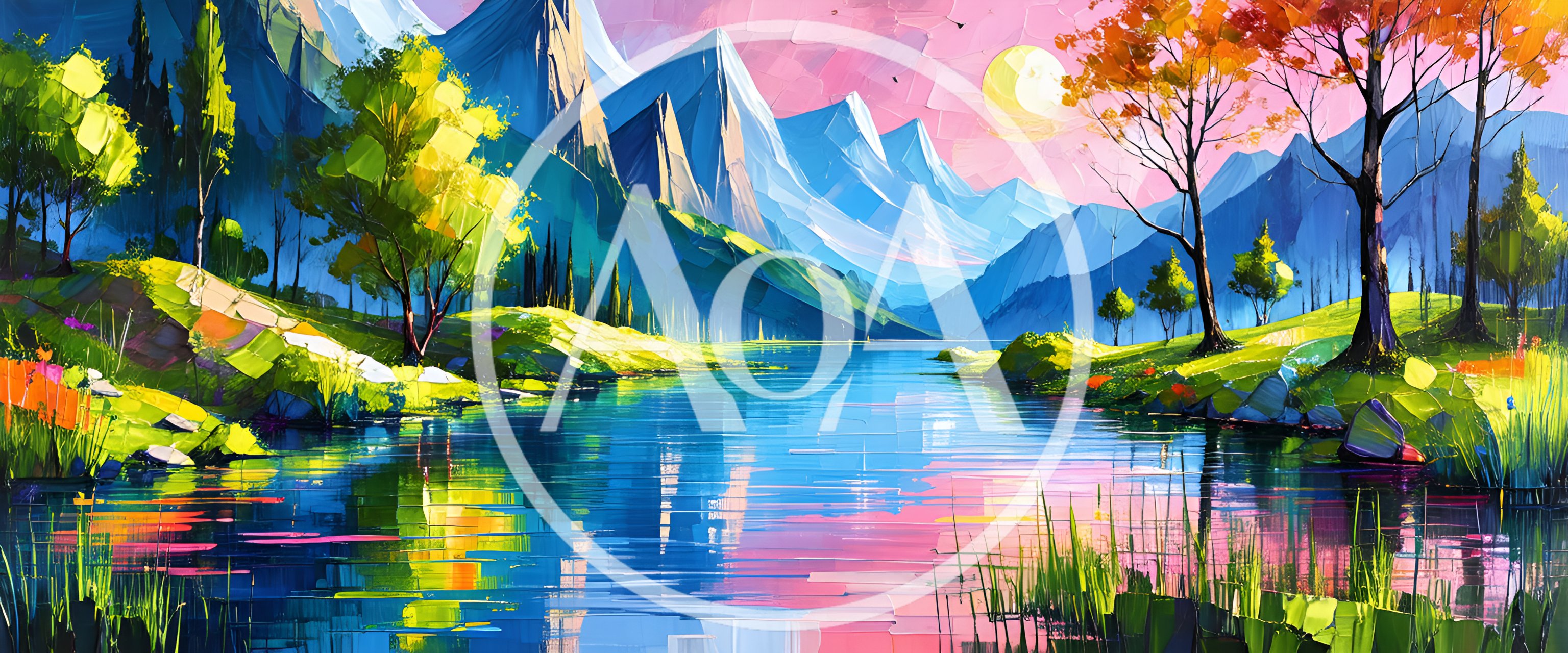 Impressionist Oil Painting Of A Serene Mountain Lake