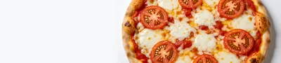 Fresh Margherita Pizza With Tomato Slices On White Background