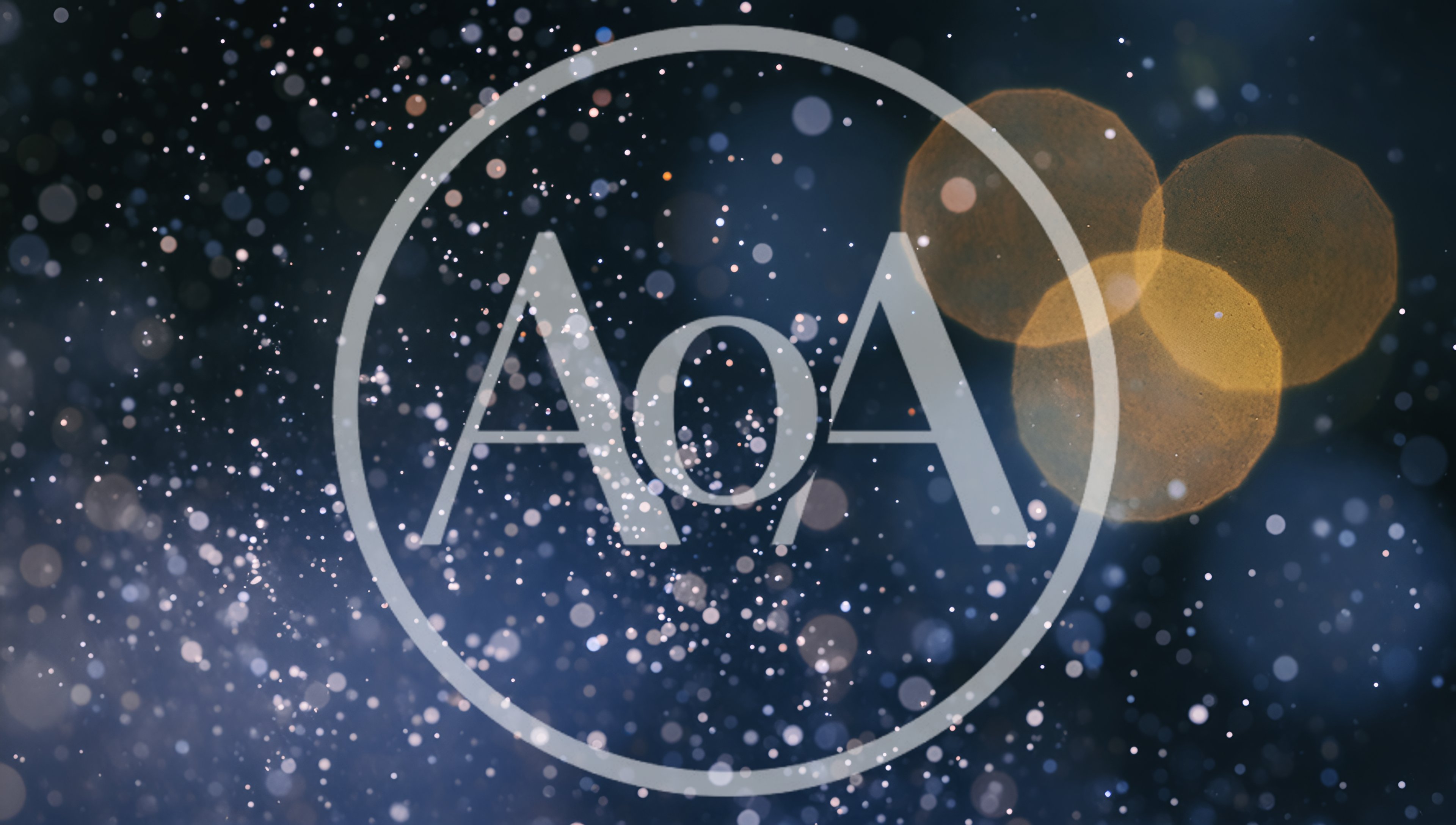 Abstract Background With Floating Golden And Blue Bokeh Particles