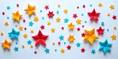 Origami Paper Stars And Confetti Dots