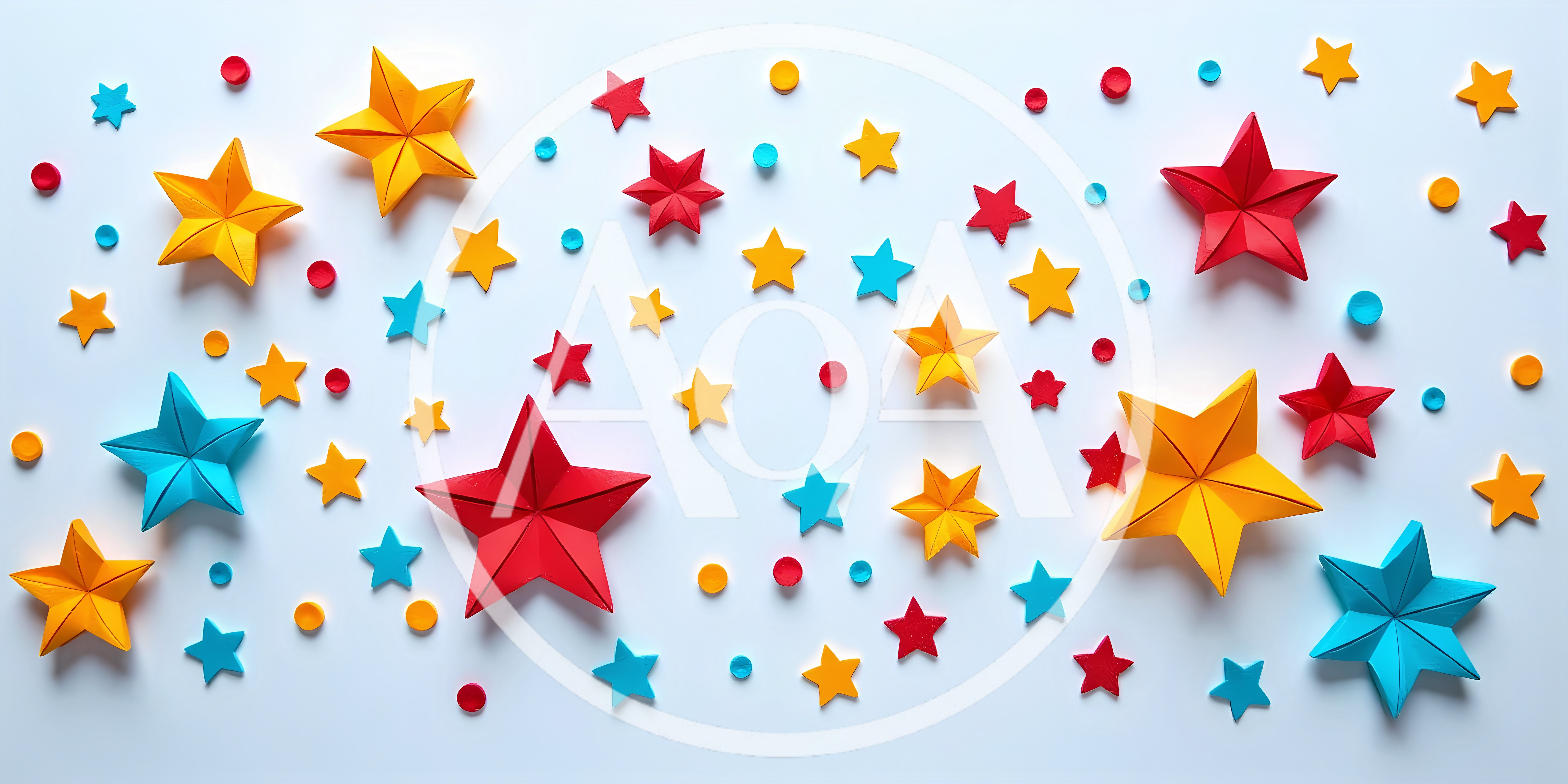 Origami Paper Stars And Confetti Dots