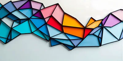 Abstract Geometric Stained Glass Wall Art Installation