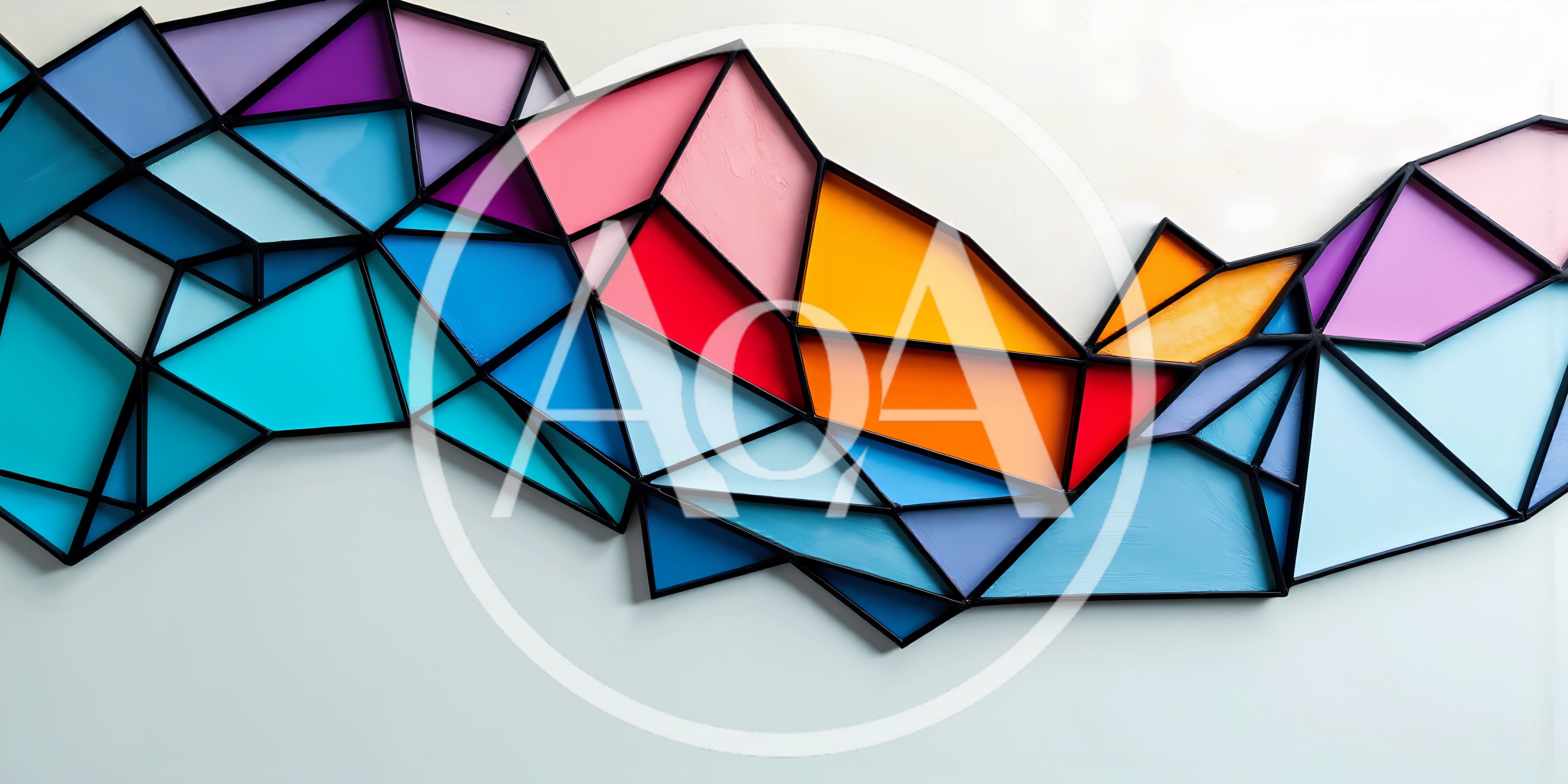 Abstract Geometric Stained Glass Wall Art Installation