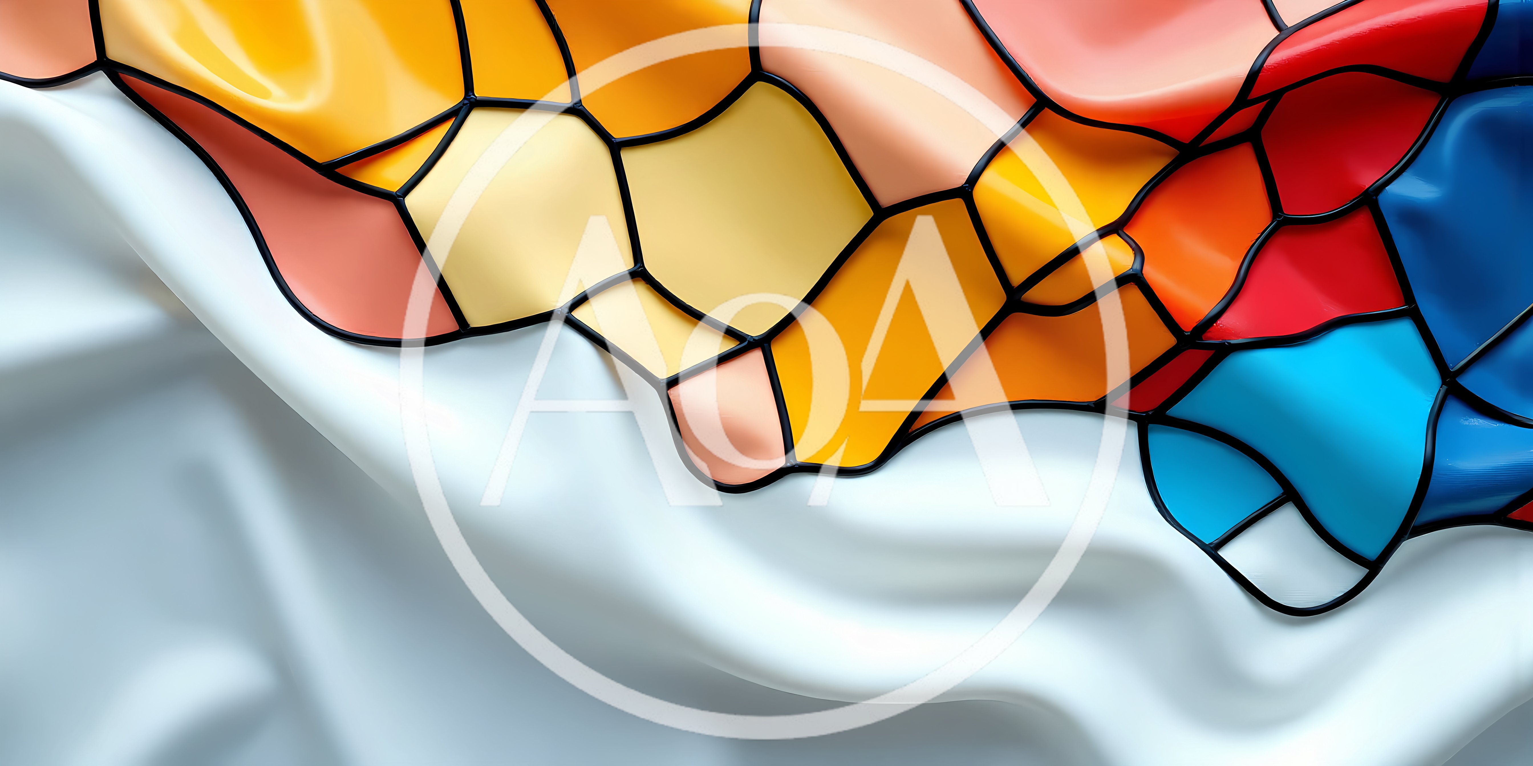 Abstract Stained Glass Pattern Over White Fabric