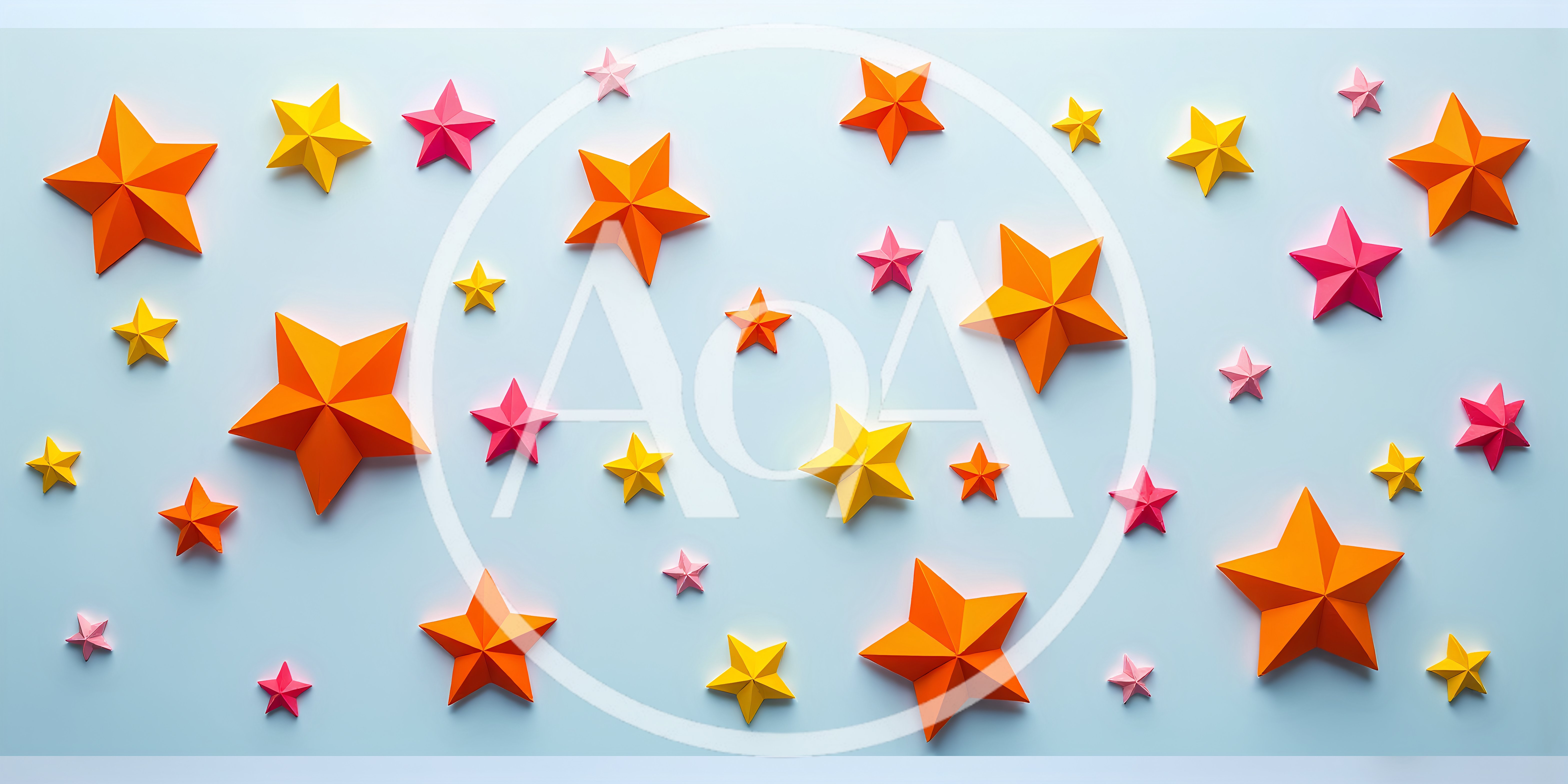 Paper Origami Stars On Light Blue Background