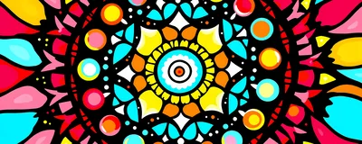 Vibrant Colorful Mandala Pattern With Geometric Shapes