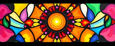 Abstract Stained Glass Mandala Pattern With Vibrant Colors