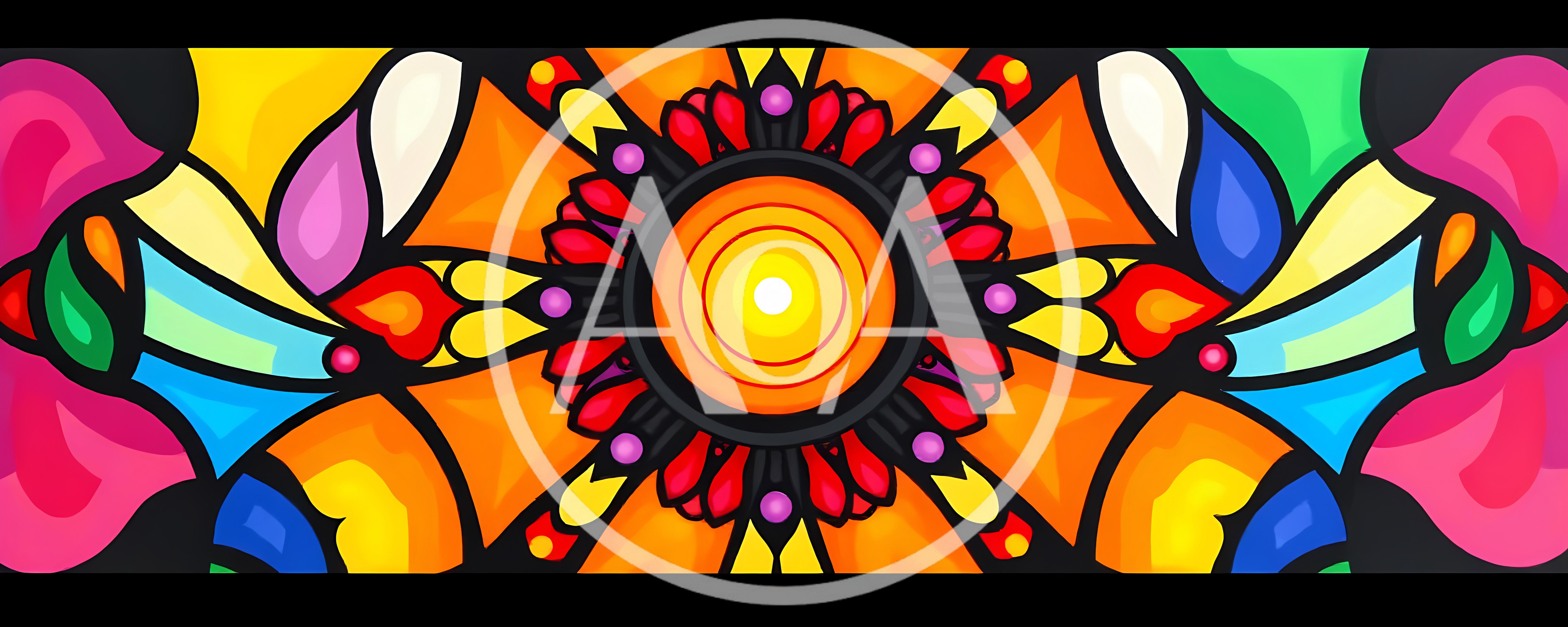 Abstract Stained Glass Mandala Pattern With Vibrant Colors