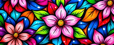 Vibrant Floral Pattern With Colorful Stylized Flowers