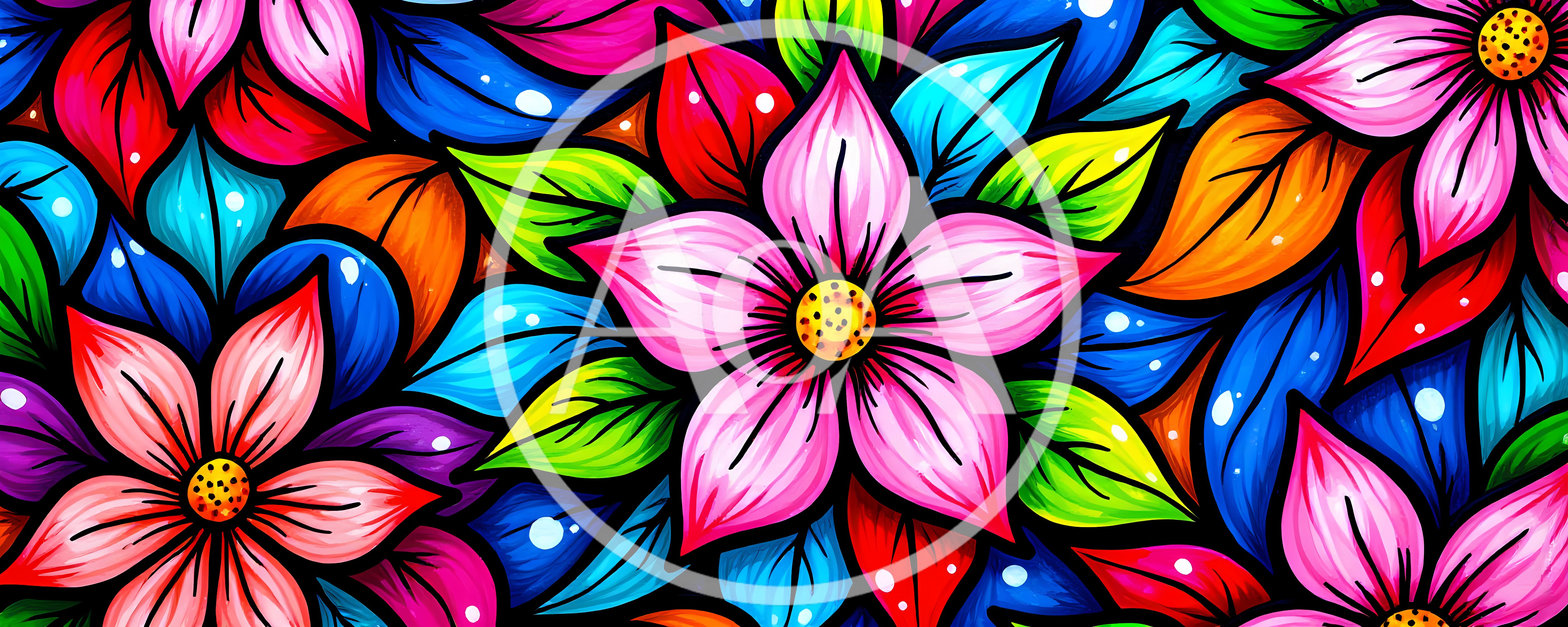 Vibrant Floral Pattern With Colorful Stylized Flowers