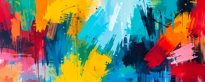 Abstract Expressionist Painting With Vibrant Colorful Brushstrokes